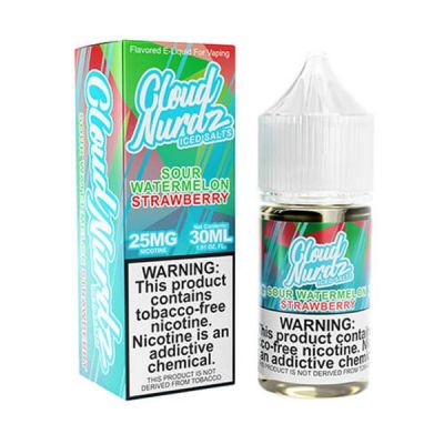 Cloud Nurdz Sour Watermelon Strawberry Iced TFN Salt Nic E-Juice 30ml