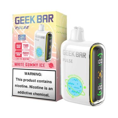 White Gummy Ice Geek Bar Pulse 15000 Disposable